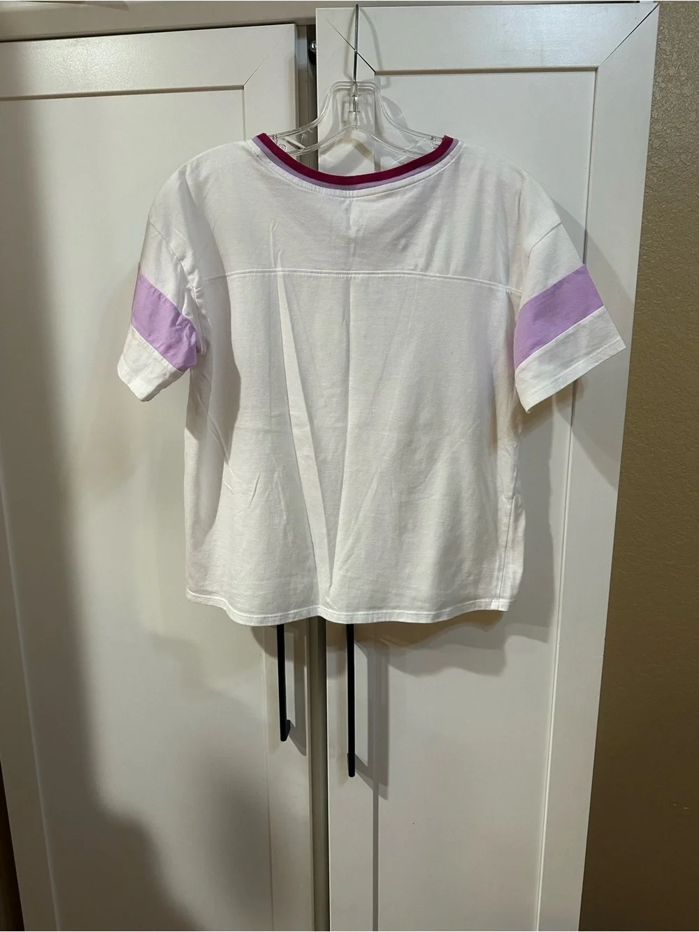 Justice Girls XL 16/18 White V-Neck Tee with Pink and Lavender Accents